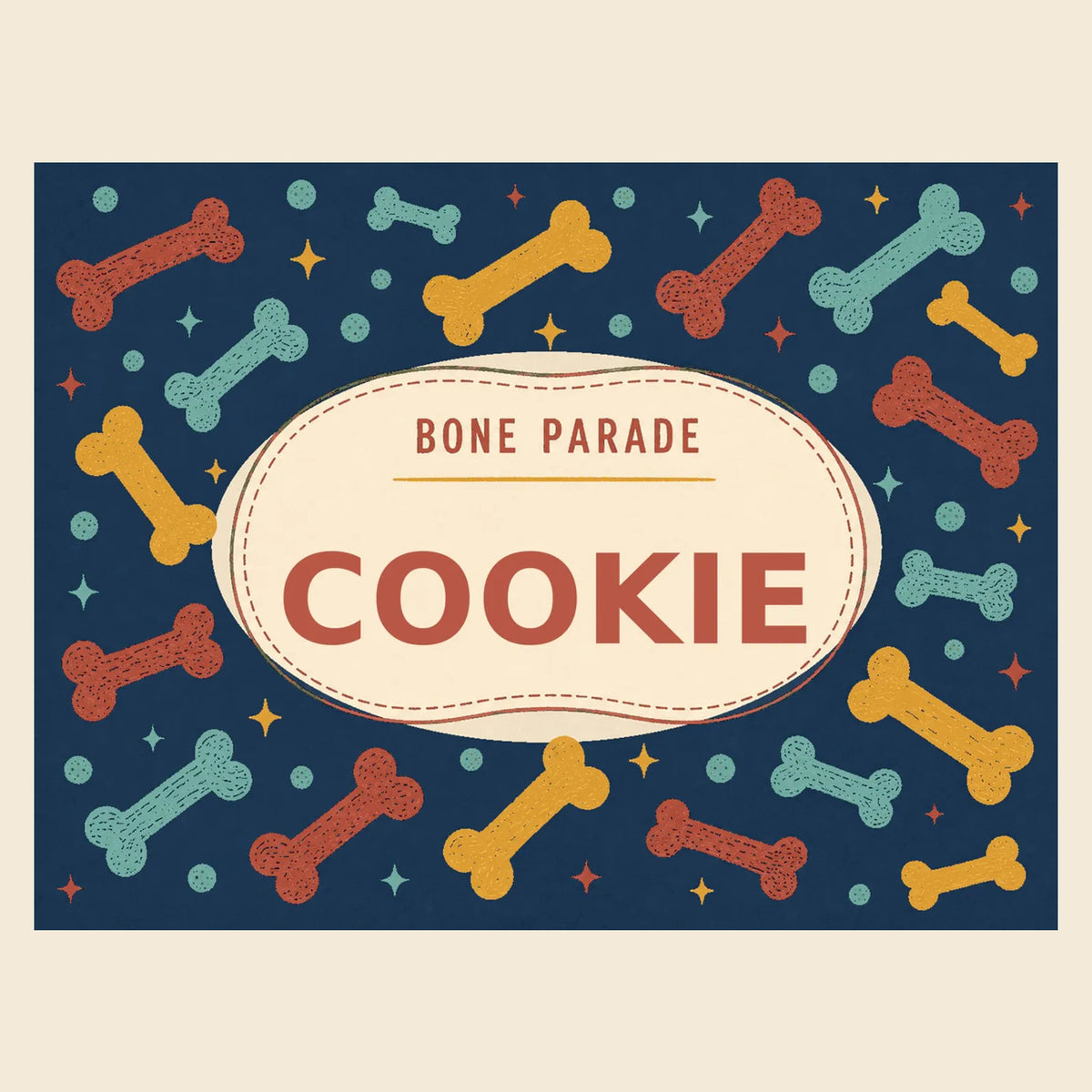 Personalised Dog Blanket – Bone Parade in Deep Navy personalised for Cookie