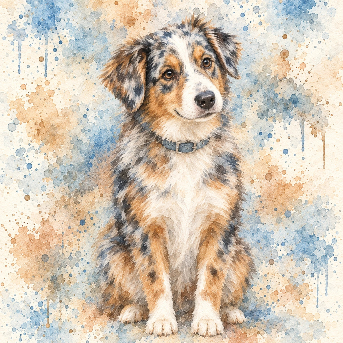 Personalised Watercolour Dog - Cushion - Cream - Finished artwork
