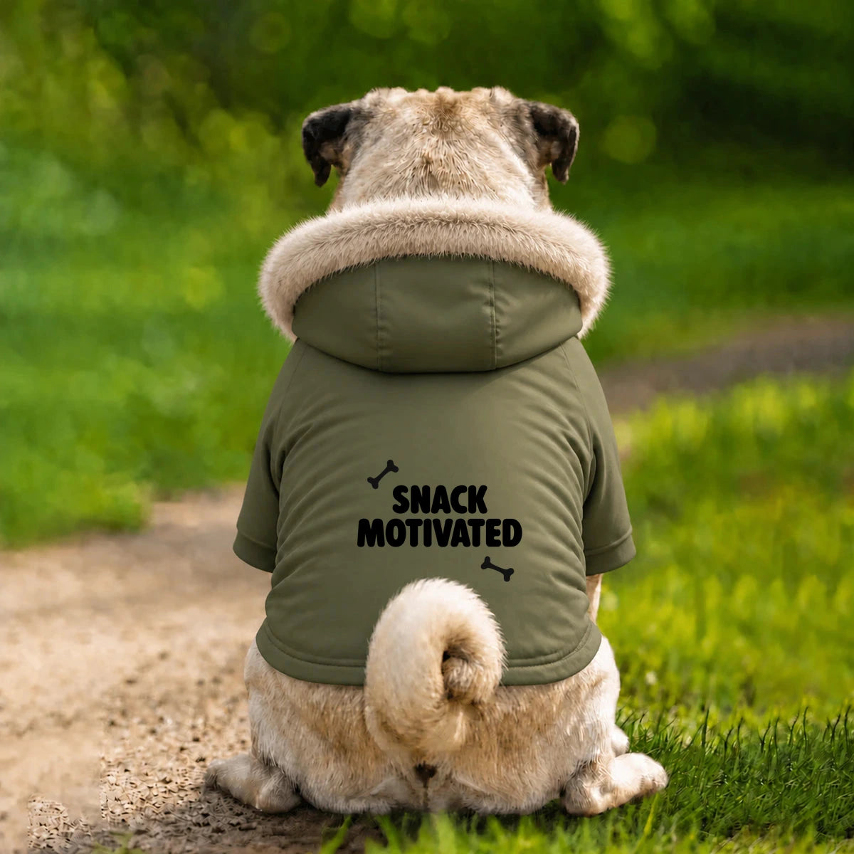 Dog Parka Jacket – Snack Motivated - Khaki - Garment preview