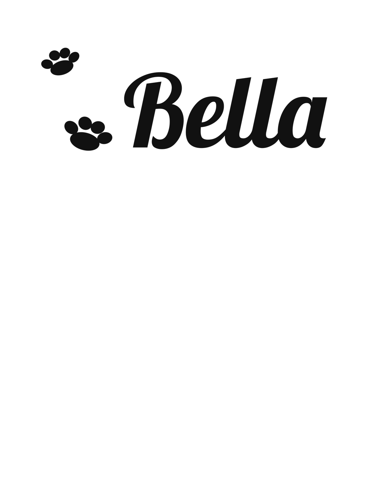 Personalised Paw Print Dog Name T-Shirt - Pink/White - Production artwork