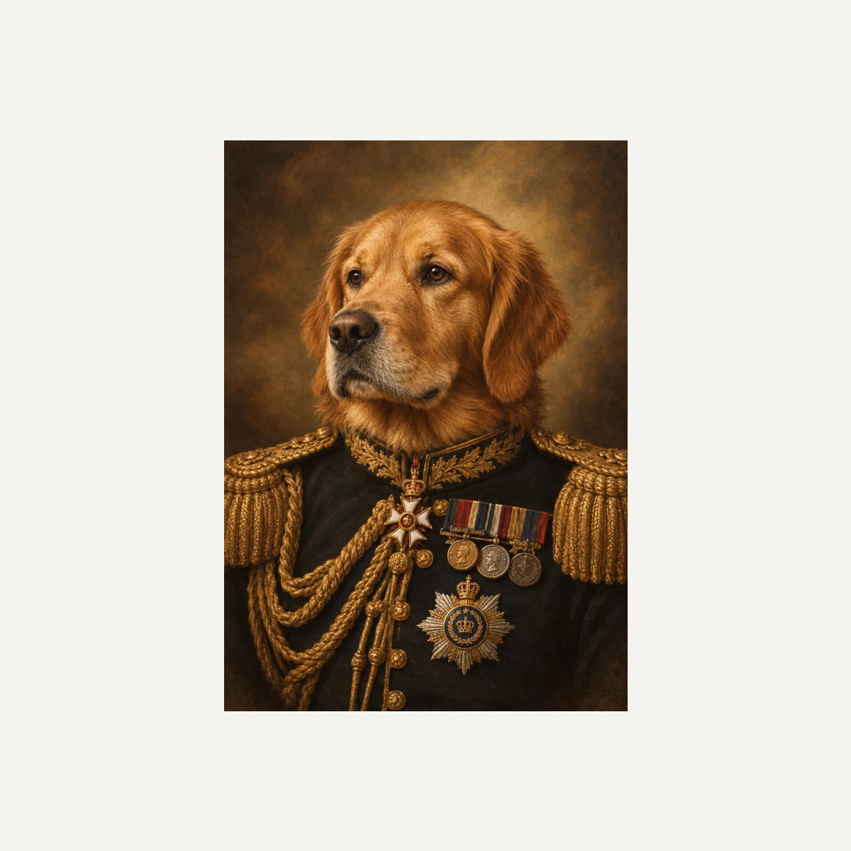 Personalised Dog The General - Framed Print - Cream - Unframed print