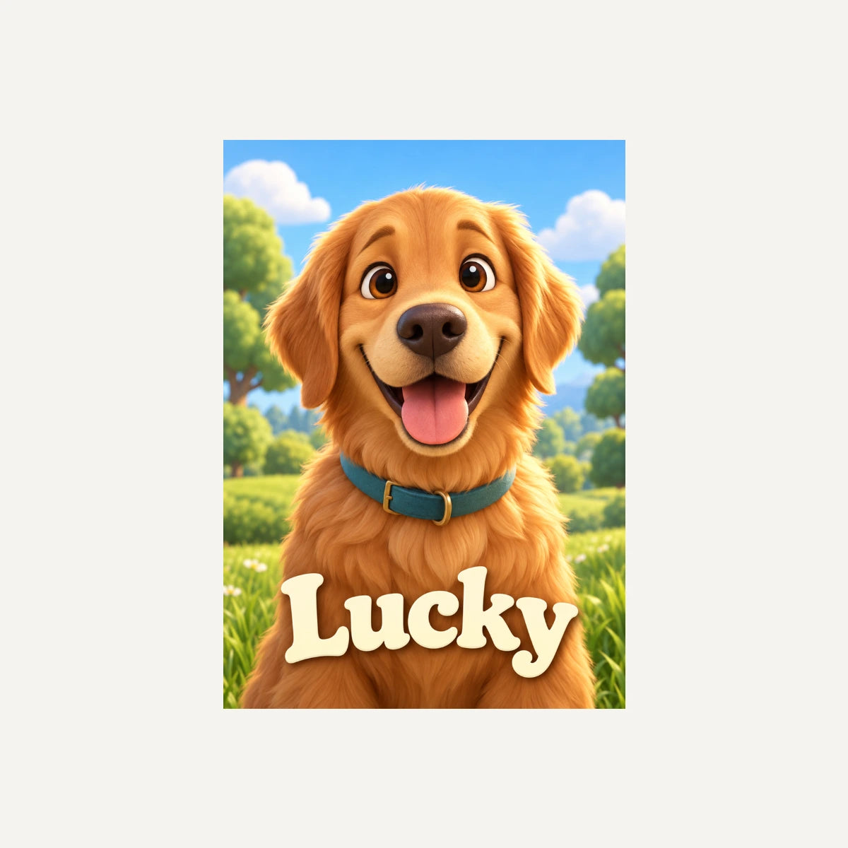 Personalised Movie Dog - Framed Print - Cream - Unframed print