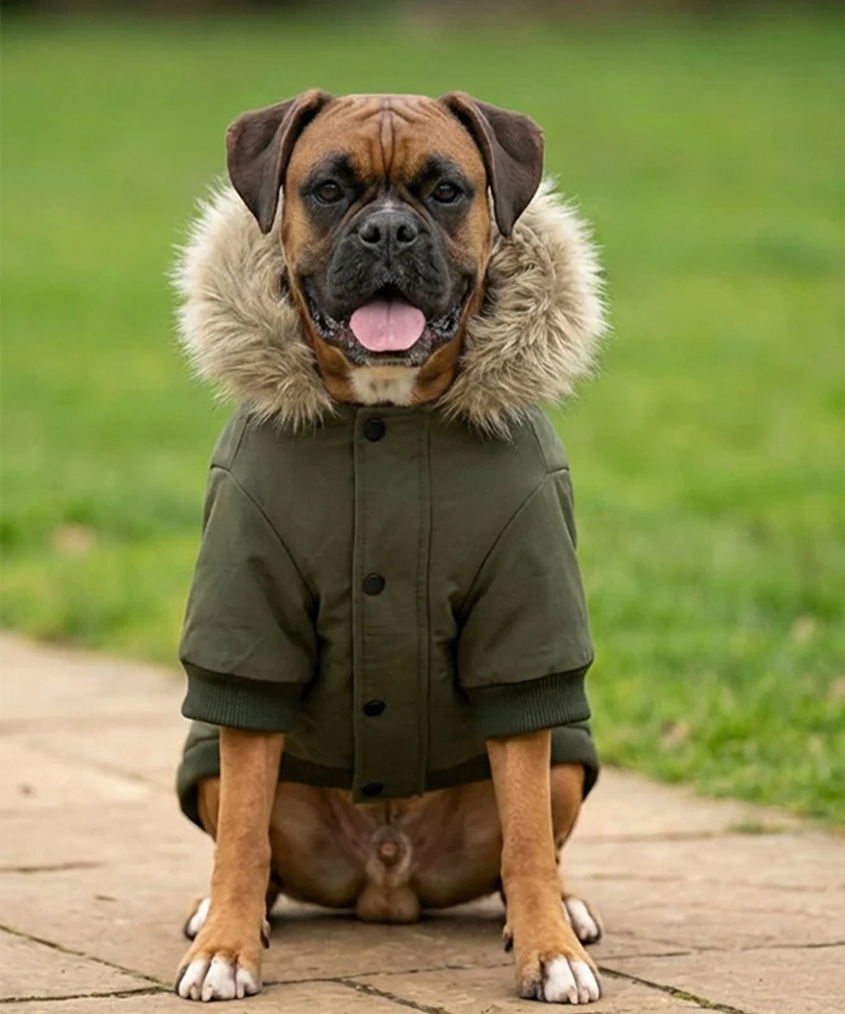 Lucky Pup Dog Parka Jacket lifestyle image — Lucky Pup dog clothing launch range