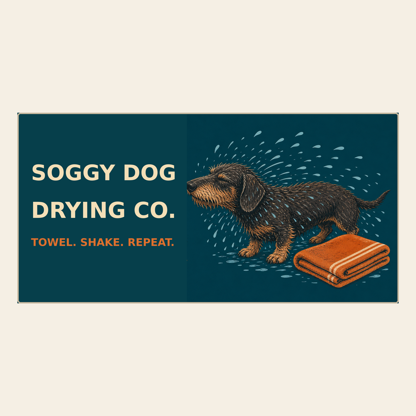 Soggy Dog Drying Co dog towel exact artwork on a square canvas