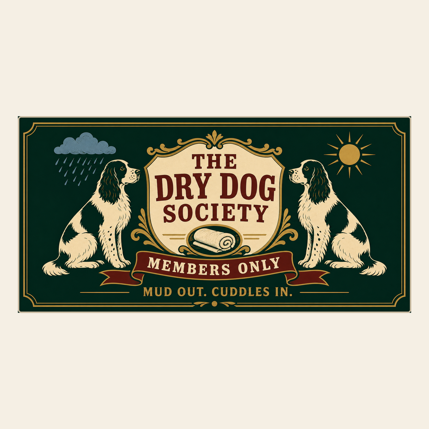 The Dry Dog Society dog towel exact artwork on a square canvas