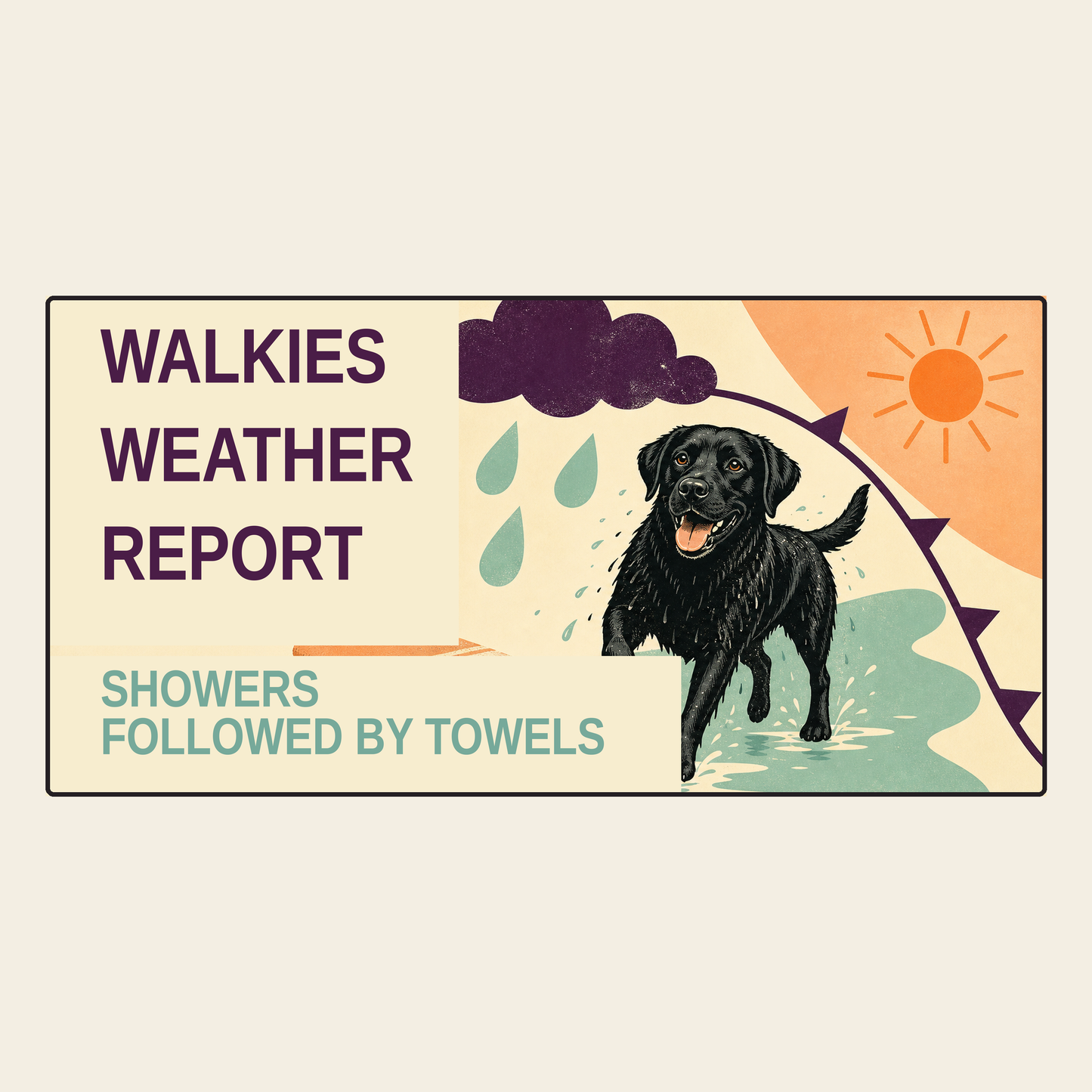Walkies Weather Report dog towel exact artwork on a square canvas