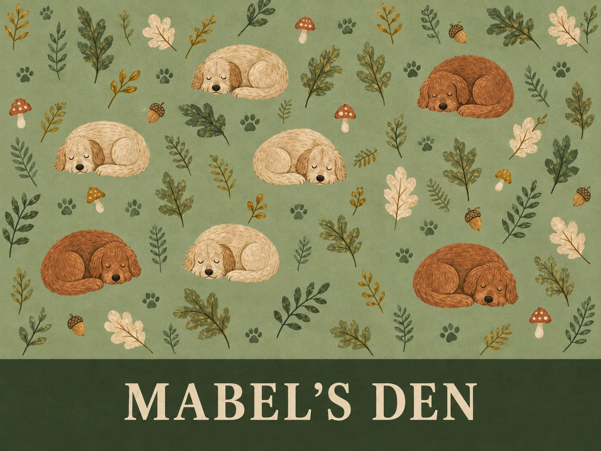 Personalised Dog Blanket – Woodland Dreamer - Sage Woodland - Finished artwork