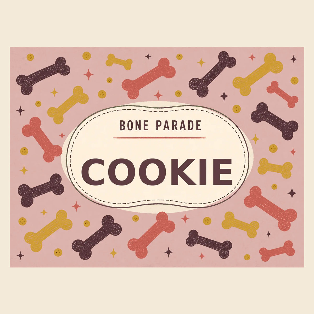 Personalised Dog Blanket – Bone Parade in Muted Blush personalised for Cookie