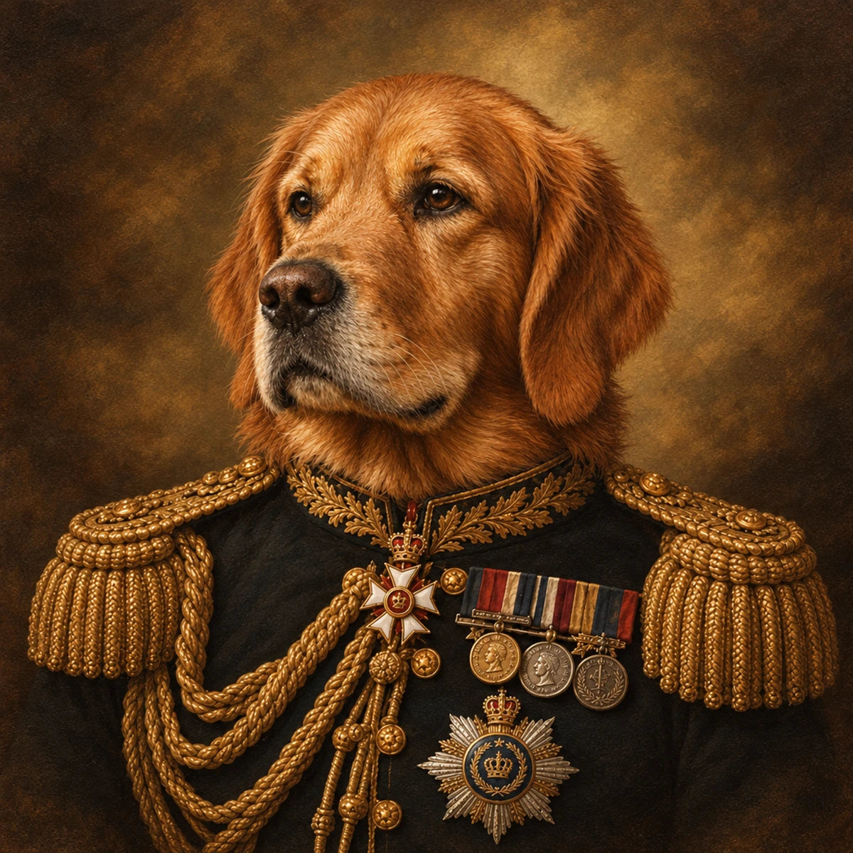 Personalised Dog The General - Cushion - Cream - Finished artwork