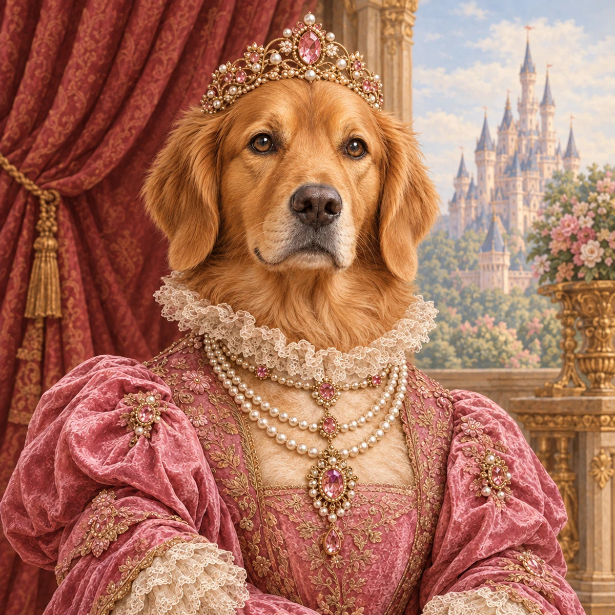Personalised The Princess Dog - Cushion - Cream - Finished artwork