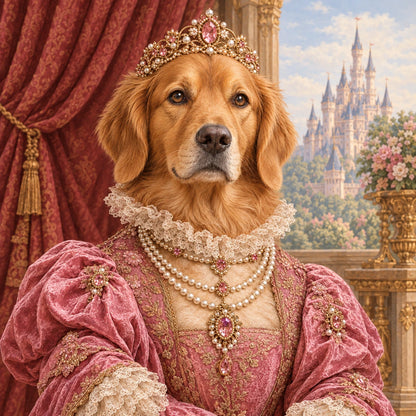 Personalised The Princess Dog - Cushion - Cream - Finished artwork