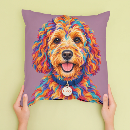 Personalised Pop Art Dog - Cushion - Cream - Sofa lifestyle