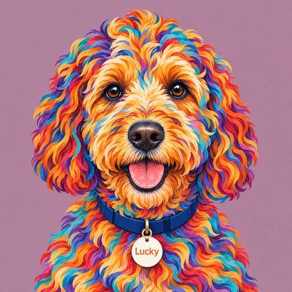 Personalised Pop Art Dog - Cushion - Cream - Finished artwork