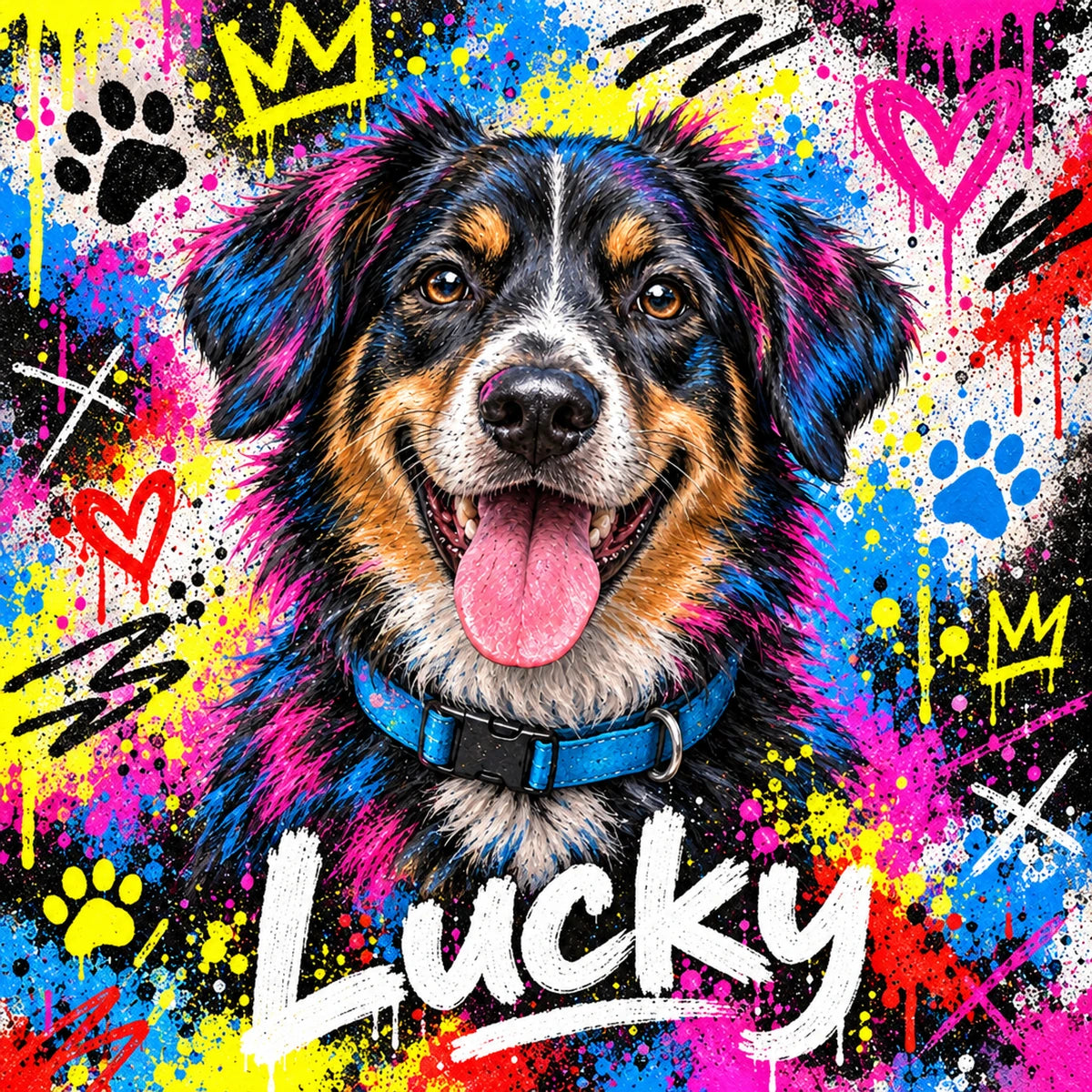 Personalised Graffiti Dog - Cushion - Cream - Finished artwork