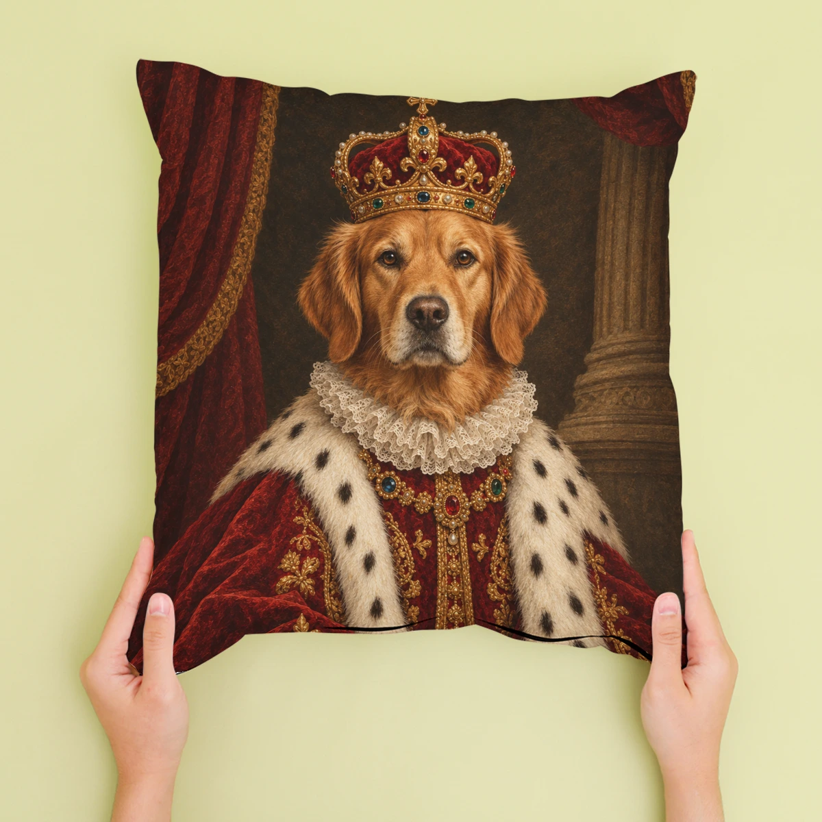 Personalised The King Dog - Cushion - Cream - Sofa lifestyle