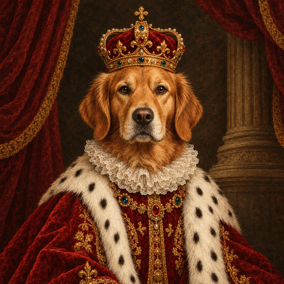 Personalised The King Dog - Cushion - Cream - Finished artwork