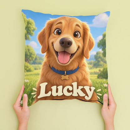 Personalised Movie Dog Cushion - Cream - Sofa lifestyle