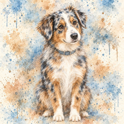 Personalised Watercolour Dog - Cushion - Cream - Finished artwork