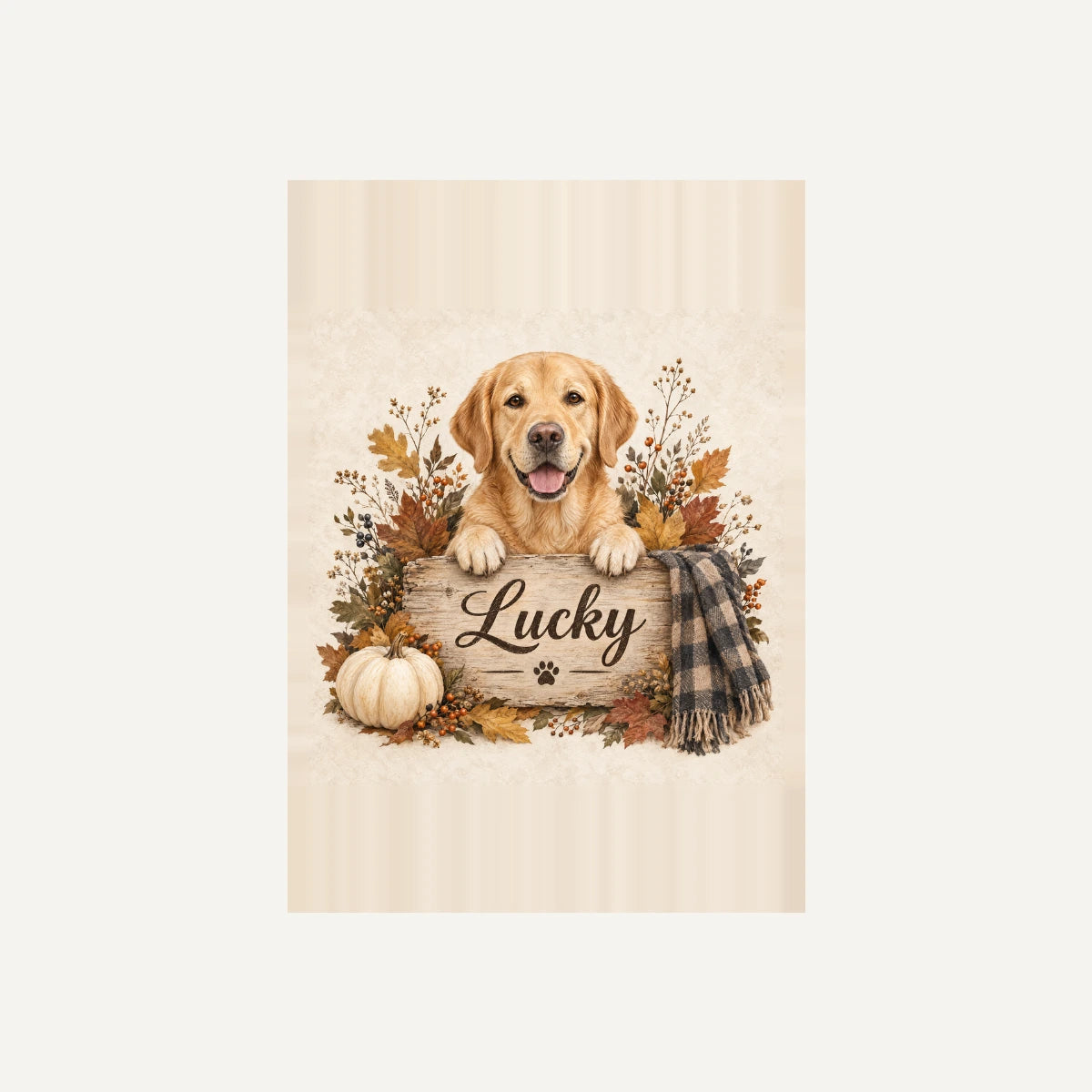 Autumn Dog Framed Print - Cream - Unframed print