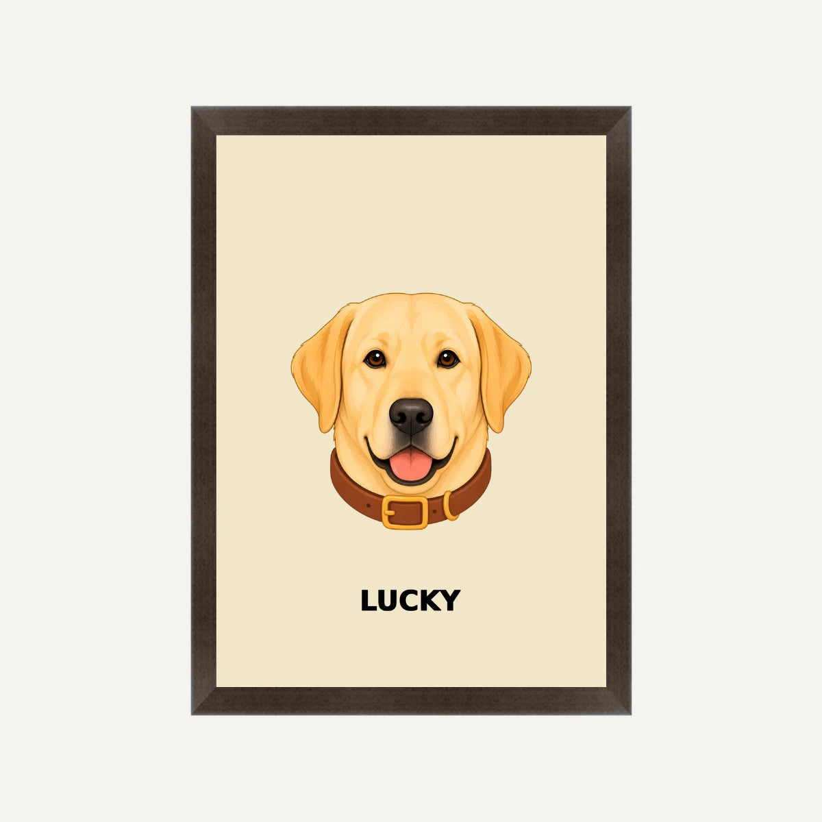 Personalised Dog - Framed Print - Cream - Black wood frame