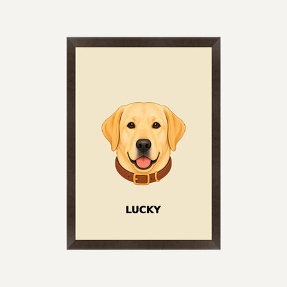 Personalised Dog - Framed Print - Cream - Black wood frame