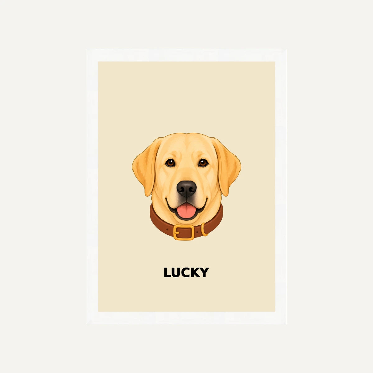 Personalised Dog - Framed Print - Cream - White wood frame