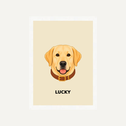 Personalised Dog - Framed Print - Cream - White wood frame