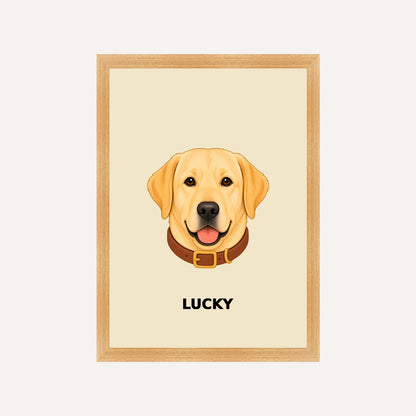 Personalised Dog - Framed Print - Cream - Natural wood frame