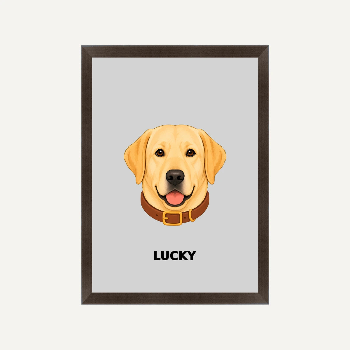 Personalised Dog - Framed Print - Grey - Black wood frame