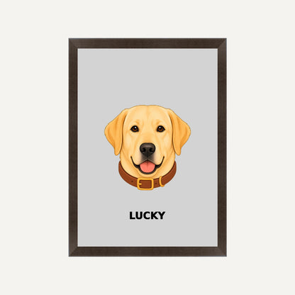 Personalised Dog - Framed Print - Grey - Black wood frame