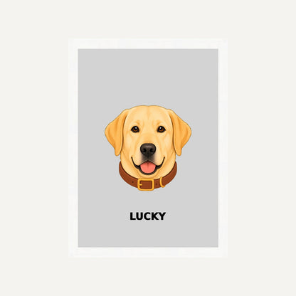 Personalised Dog - Framed Print - Grey - White wood frame