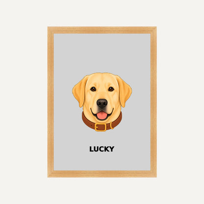 Personalised Dog - Framed Print - Grey - Natural wood frame