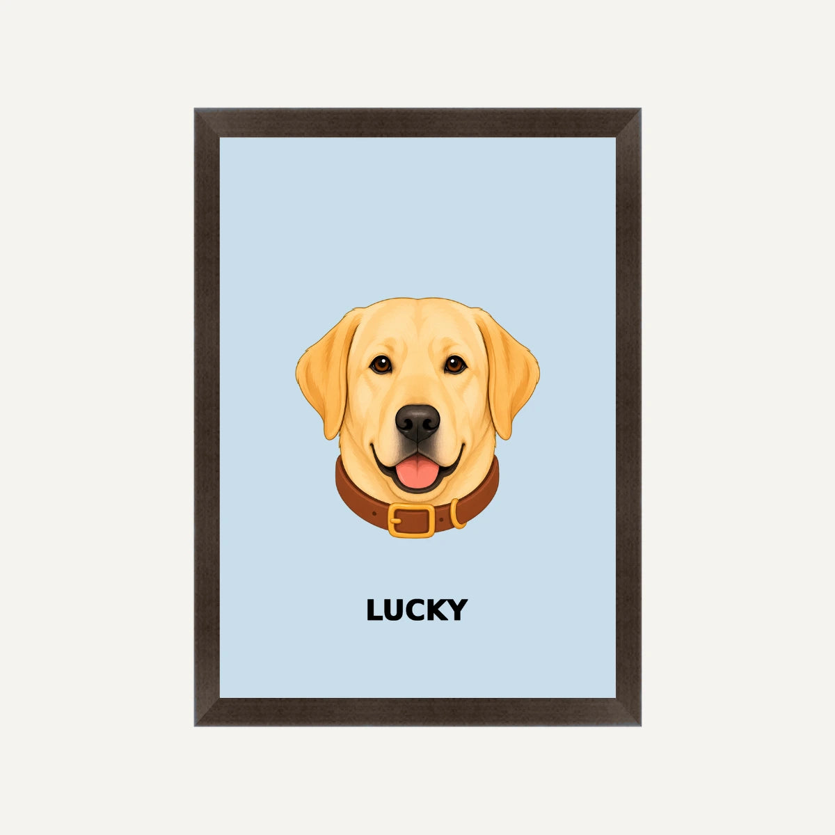 Personalised Dog - Framed Print - Light Blue - Black wood frame