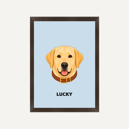 Personalised Dog - Framed Print - Light Blue - Black wood frame