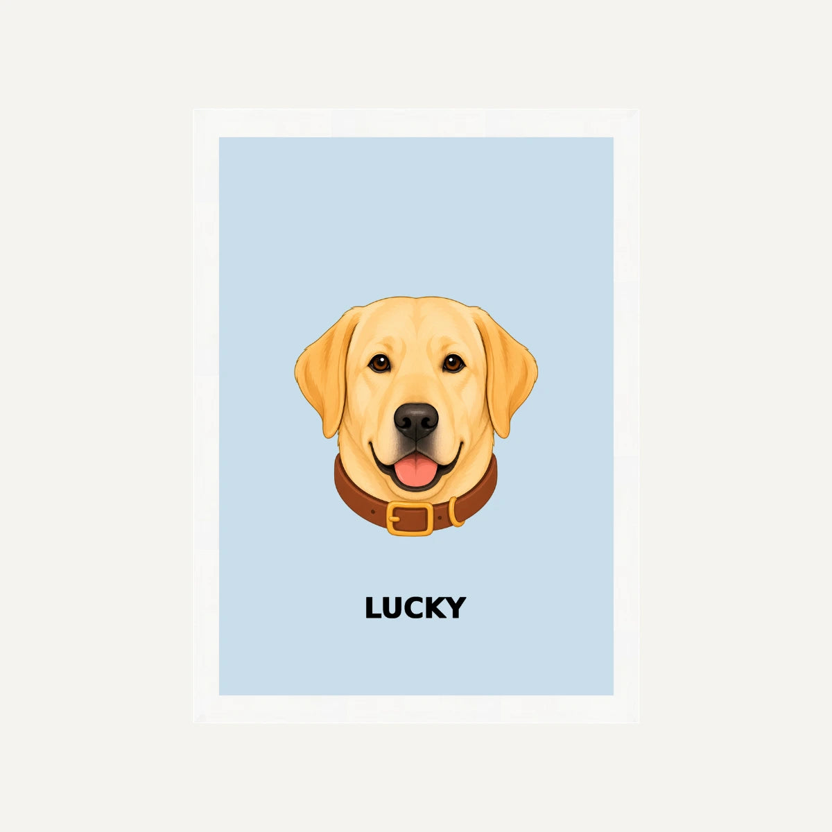 Personalised Dog - Framed Print - Light Blue - White wood frame