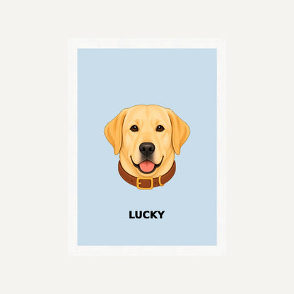 Personalised Dog - Framed Print - Light Blue - White wood frame