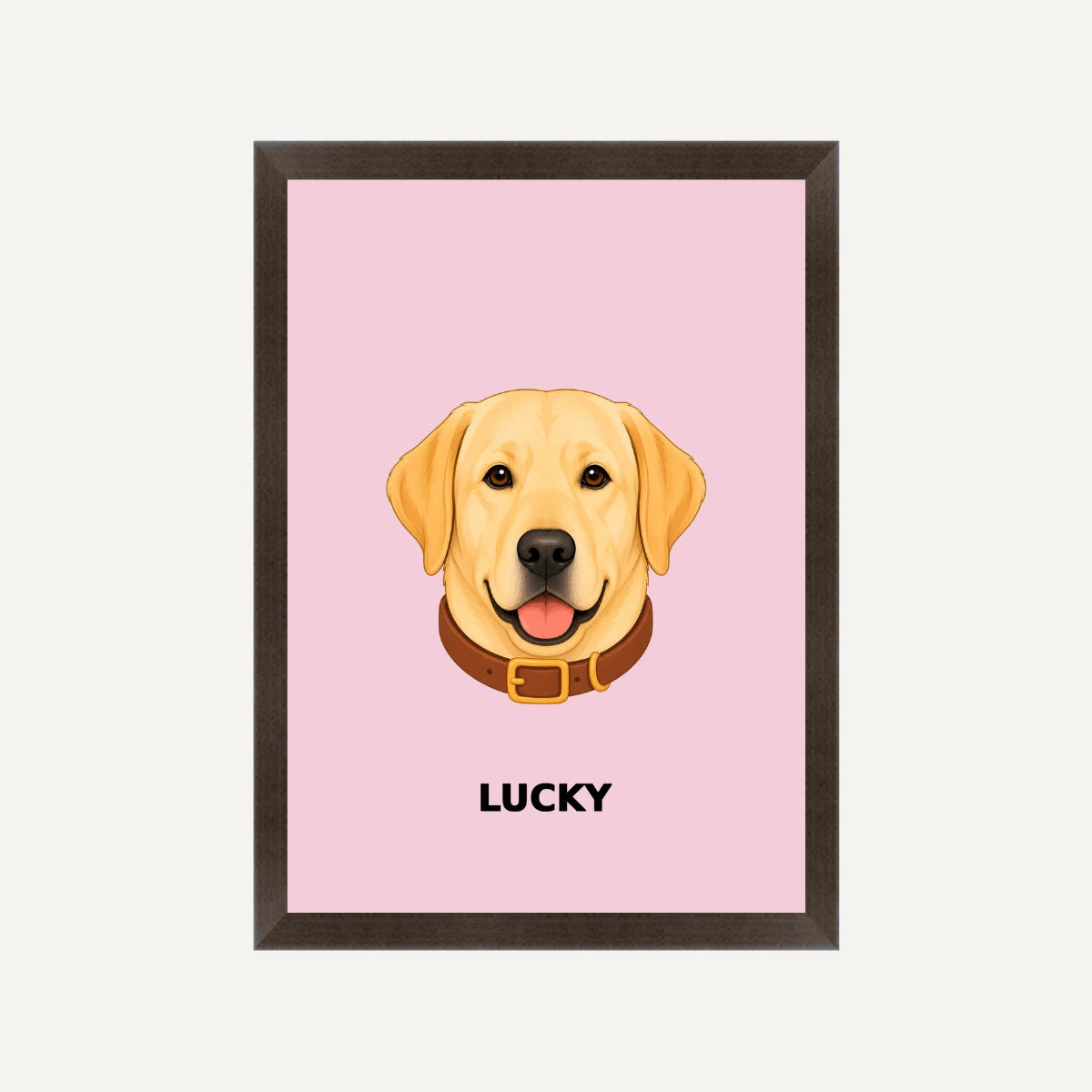 Personalised Dog - Framed Print - Light Pink - Black wood frame