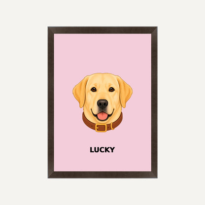 Personalised Dog - Framed Print - Light Pink - Black wood frame