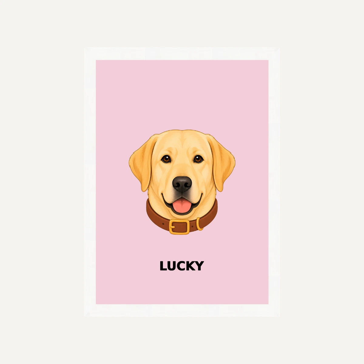 Personalised Dog - Framed Print - Light Pink - White wood frame