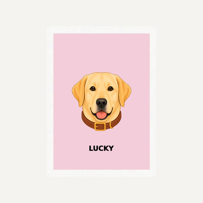 Personalised Dog - Framed Print - Light Pink - White wood frame