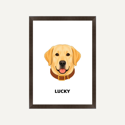 Personalised Dog - Framed Print - White - Black wood frame