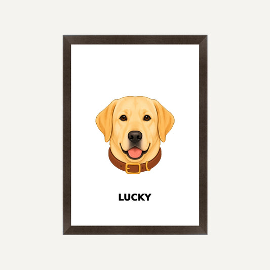 Personalised Dog - Framed Print - White - Black wood frame