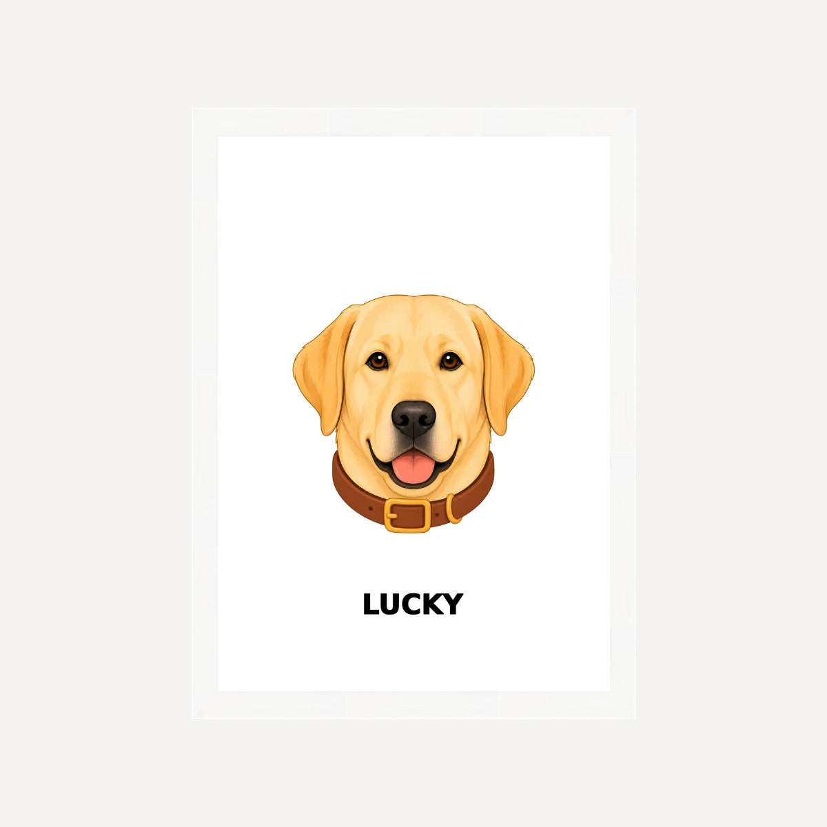 Personalised Dog - Framed Print - White - White wood frame