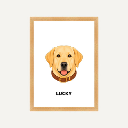Personalised Dog - Framed Print - White - Natural wood frame