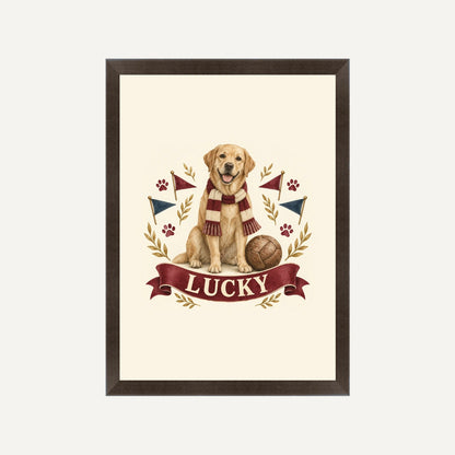 Personalised Dog Framed Print – Football Mascot - Football Mascot - Black wood frame