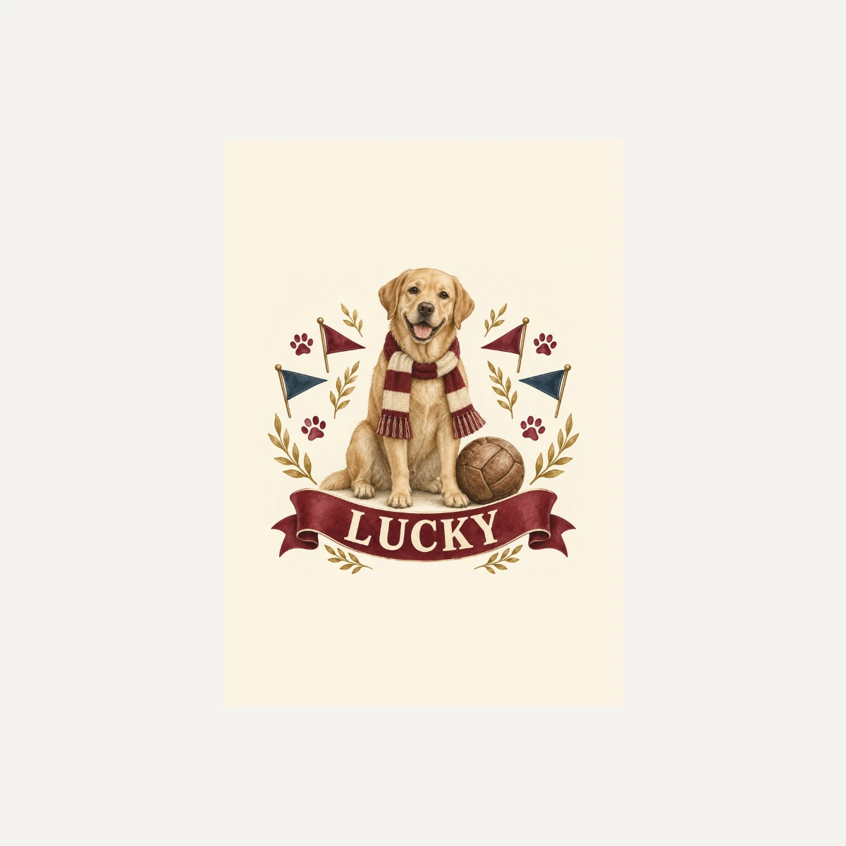 Personalised Dog Framed Print – Football Mascot - Football Mascot - Unframed print