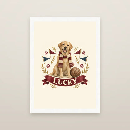 Personalised Dog Framed Print – Football Mascot - Football Mascot - White wood frame