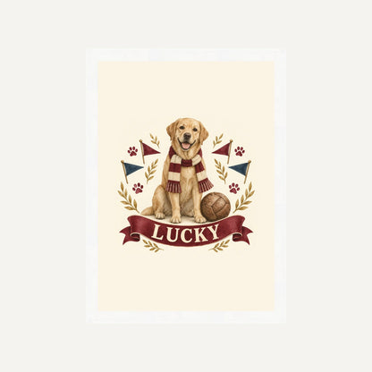 Personalised Dog Framed Print – Football Mascot - Football Mascot - White wood frame
