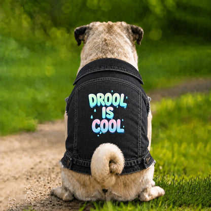Dog Denim Jacket – Drool Is Cool - Black - Garment preview
