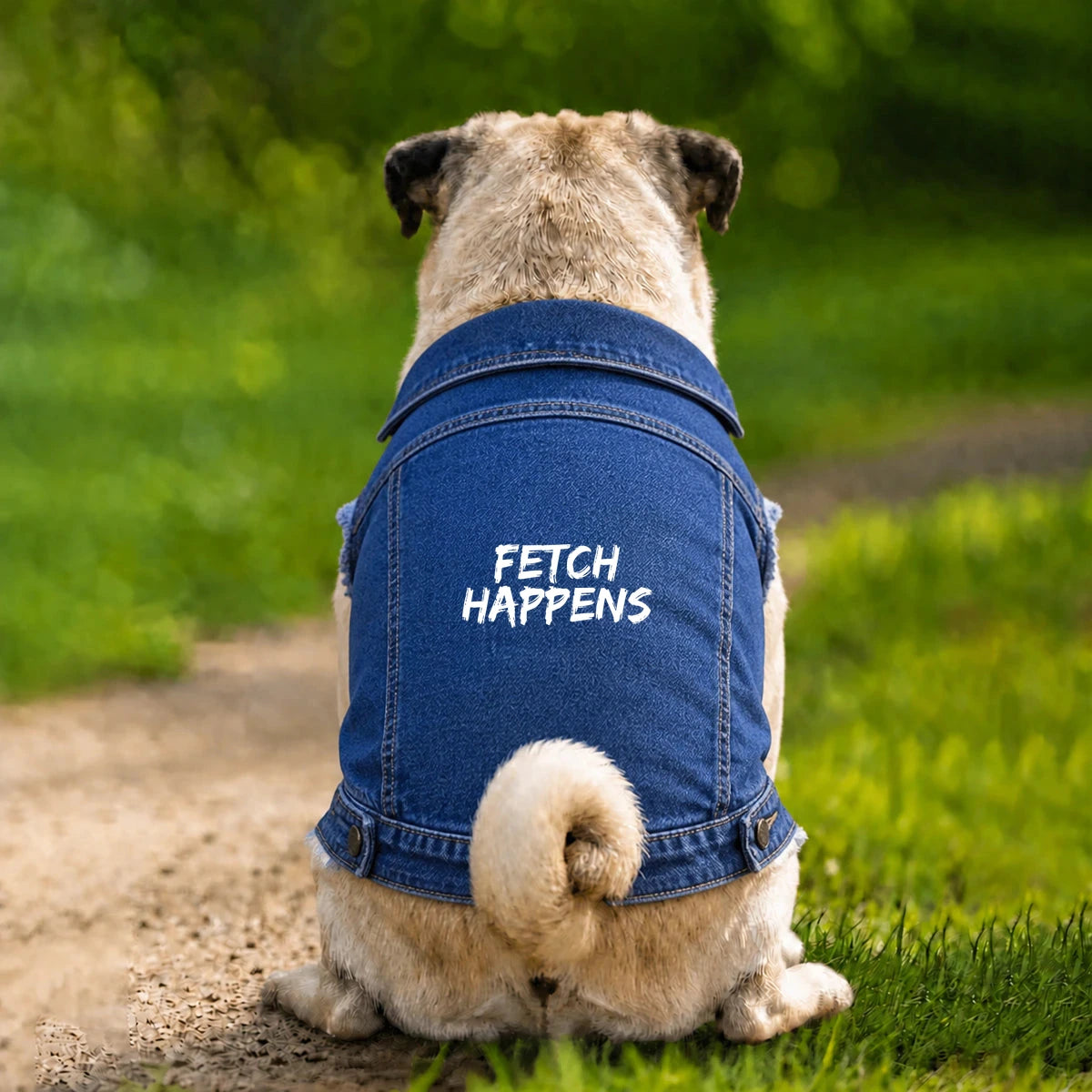Dog Denim Jacket – Fetch Happens - Indigo - Garment preview